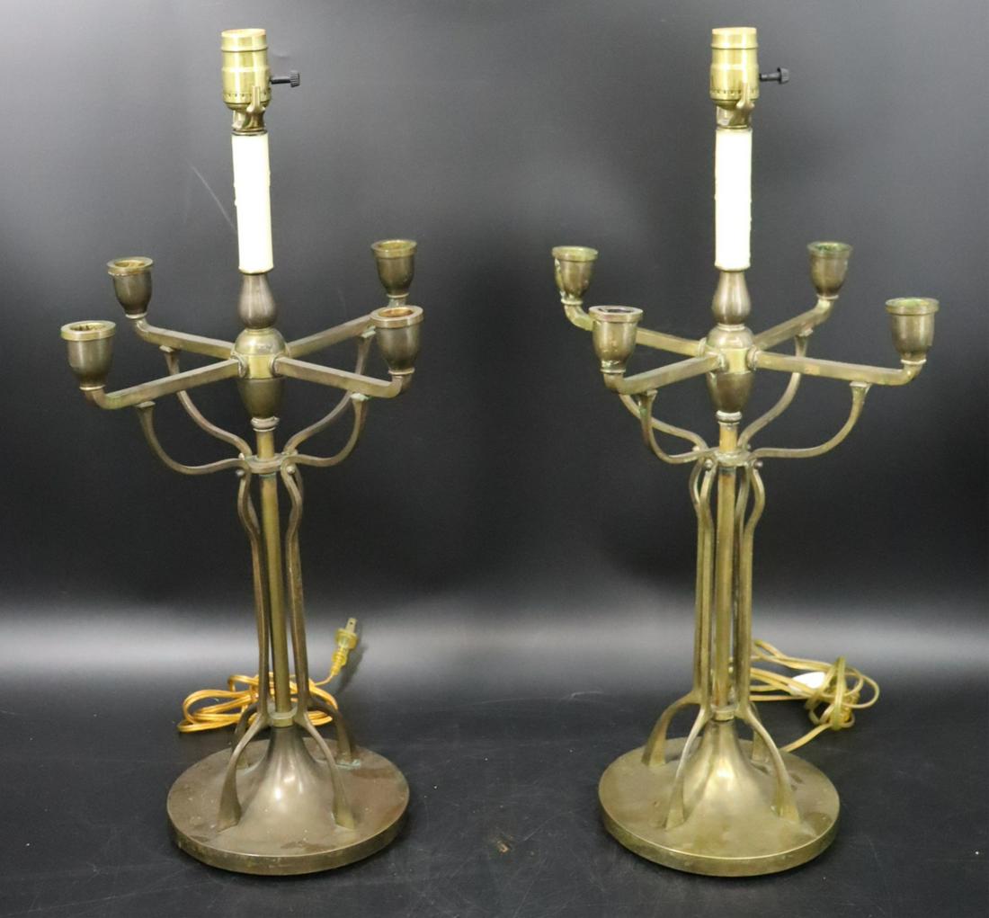 A Pr Of Aesthetic Movement Metal Candelabra Lamps (1 of 9)