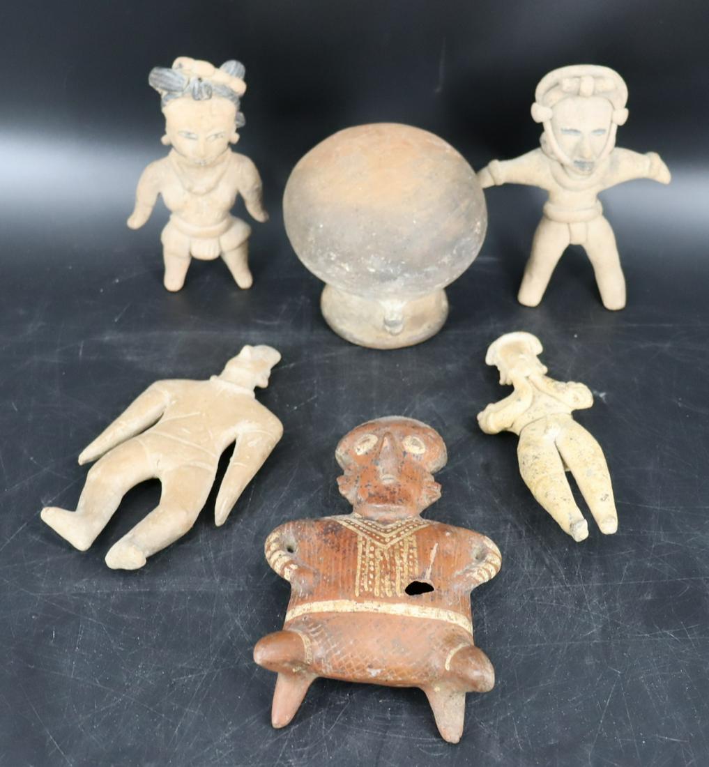 A Group of 5 Pre Columbian Figures & A Vase (1 of 9)