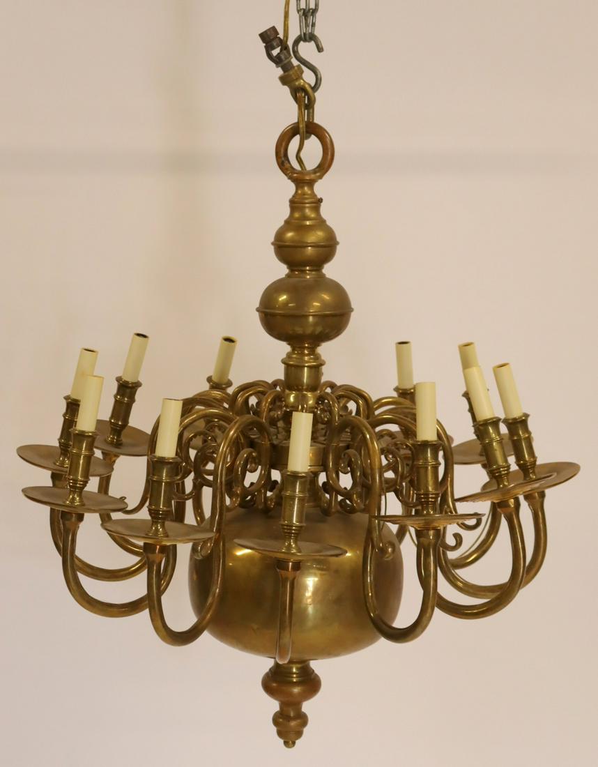 Antique Heavy Duty & Quality Brass Multi Arm: Chandelier. From as Bronx NY estate. - Dimensions: 33" x 29"