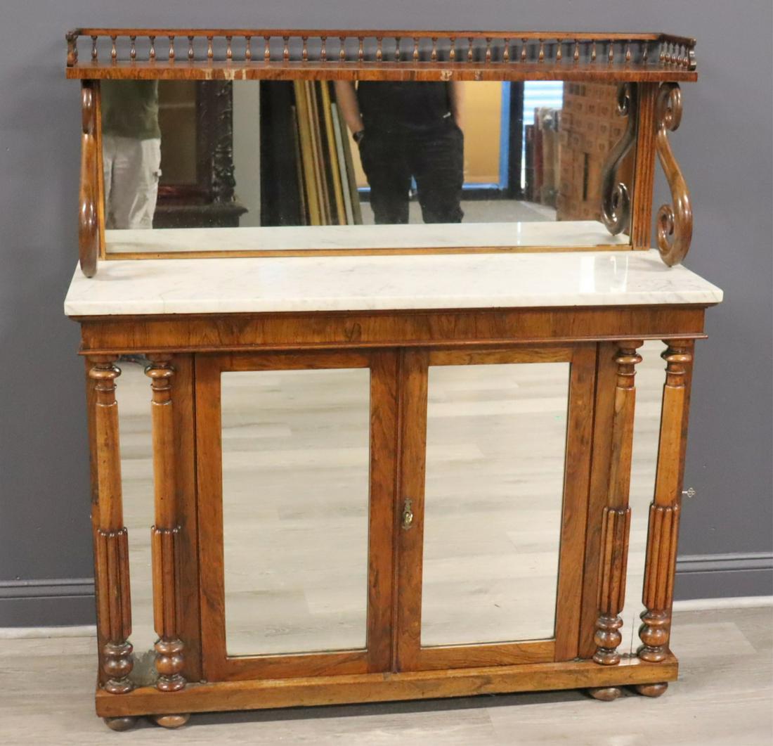 Regency Rosewood Mirror Back Etagere Cabinet. (1 of 10)