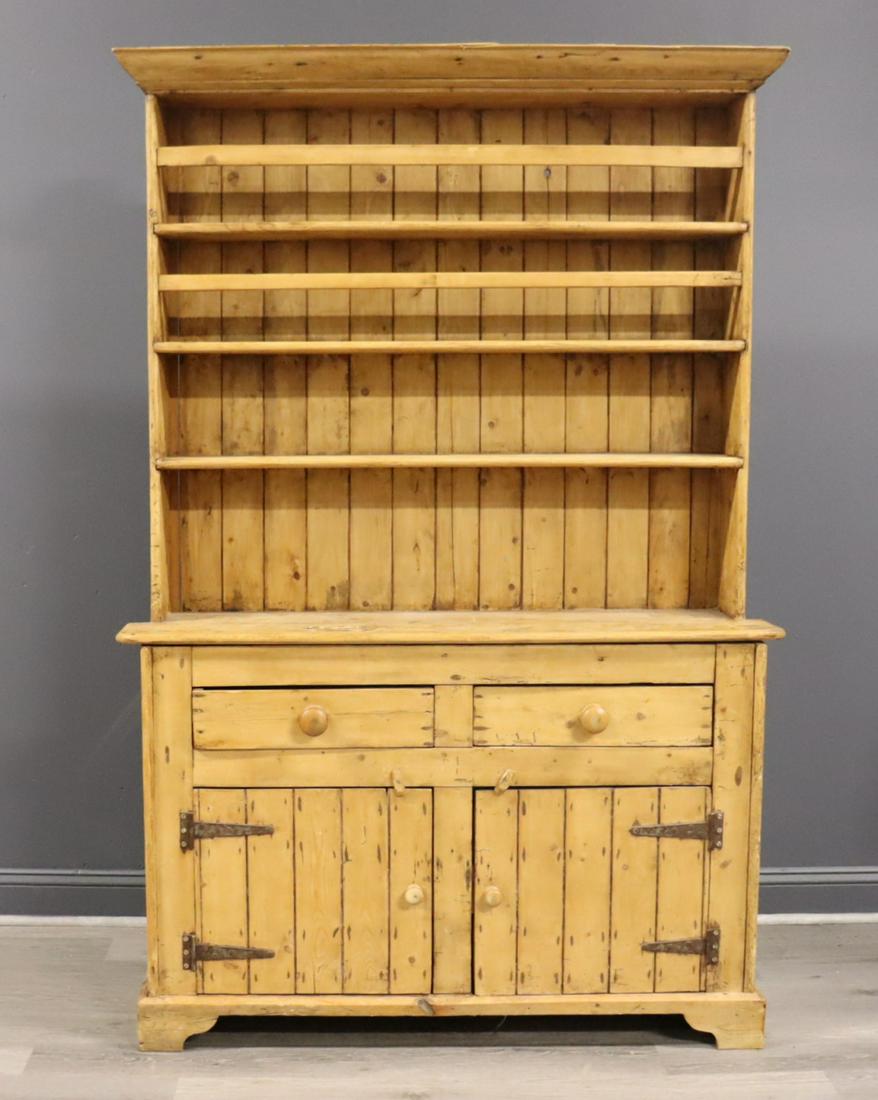 Antique Pine Step Back Cabinet. (1 of 9)