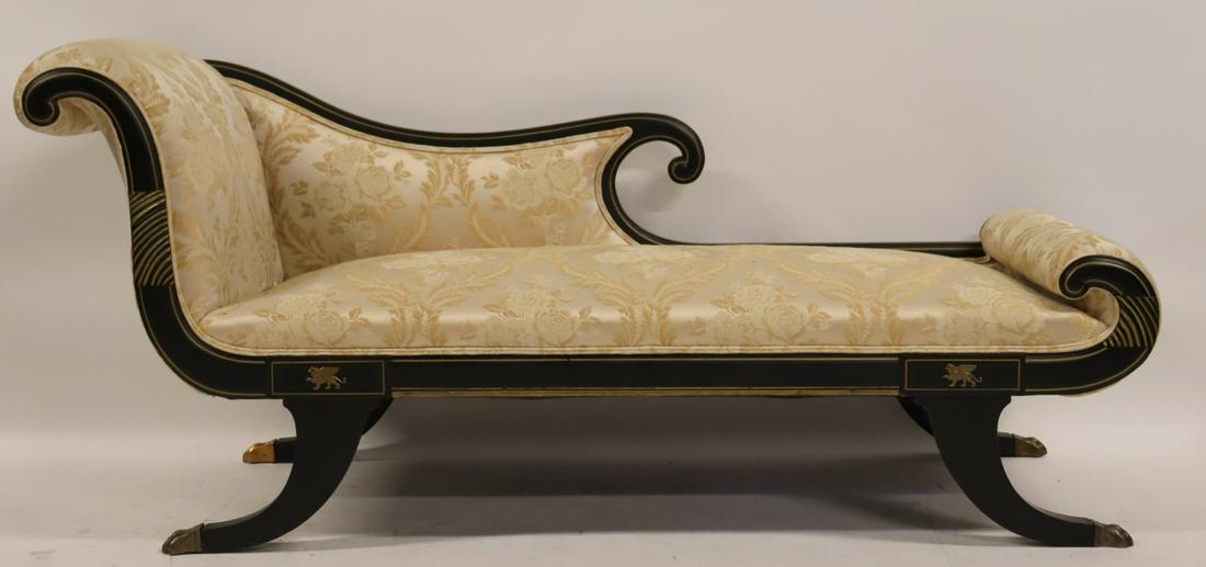 Antique Regency Style Ebonised Scroll Arm (1 of 9)