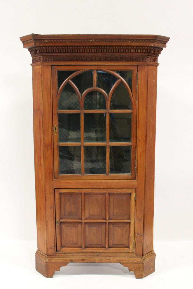 Chippendale Cherry Stained Pine Corner Cabinet. (1 of 5)