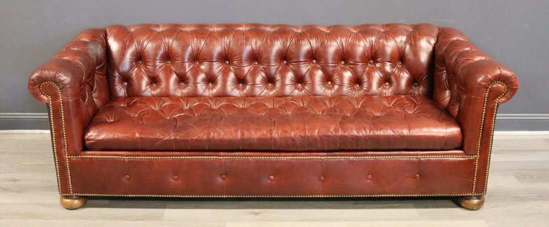 Vintage Chesterfield Leather Sofa / Bed . (1 of 7)