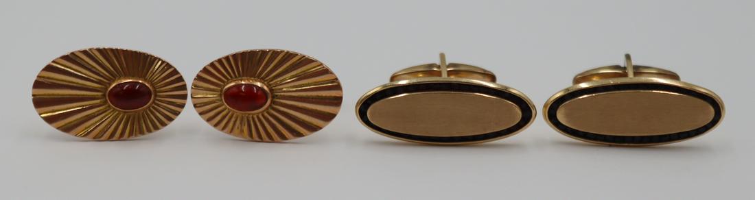 JEWELRY. (2) Pairs of 14kt Gold and Gem Cufflinks (1 of 9)