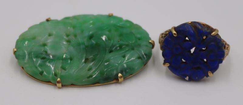 JEWELRY. Chinese 14kt Gold and Carved Jewelry. (1 of 11)