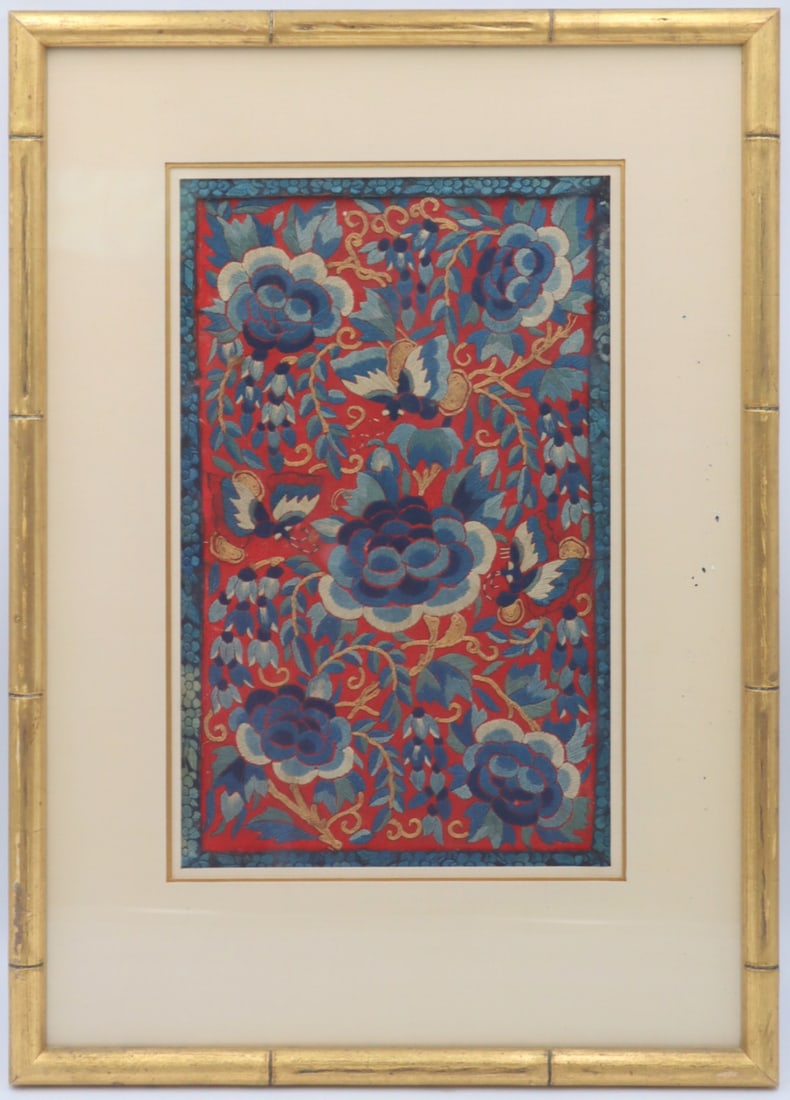 Chinese Framed Embroidered Panel of Butterflies (1 of 8)