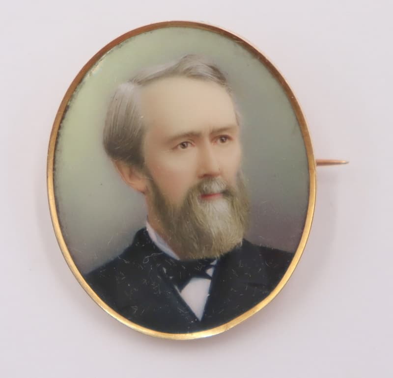 JEWELRY Antique 14kt Gold Mounted Miniature Brooch (1 of 5)