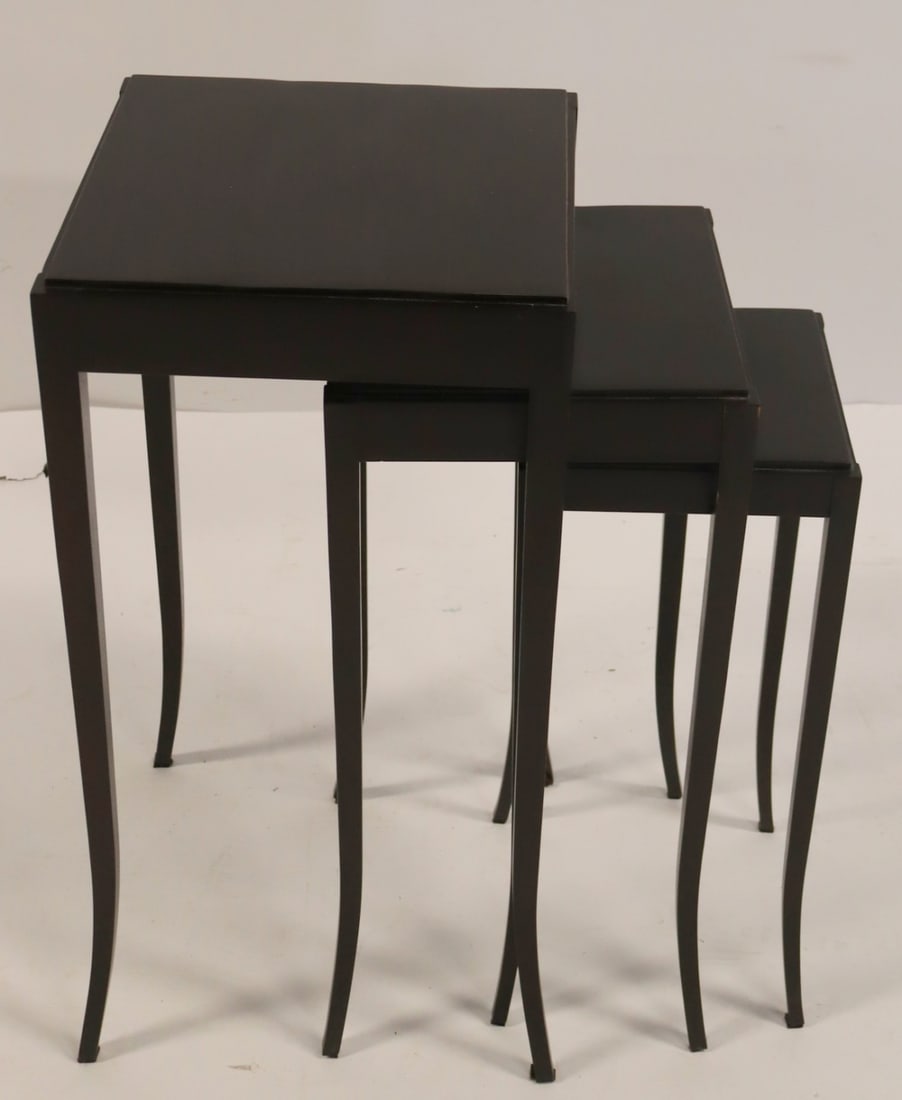 Baker, Barbara Barry Ebonised Nesting Tables. (1 of 3)