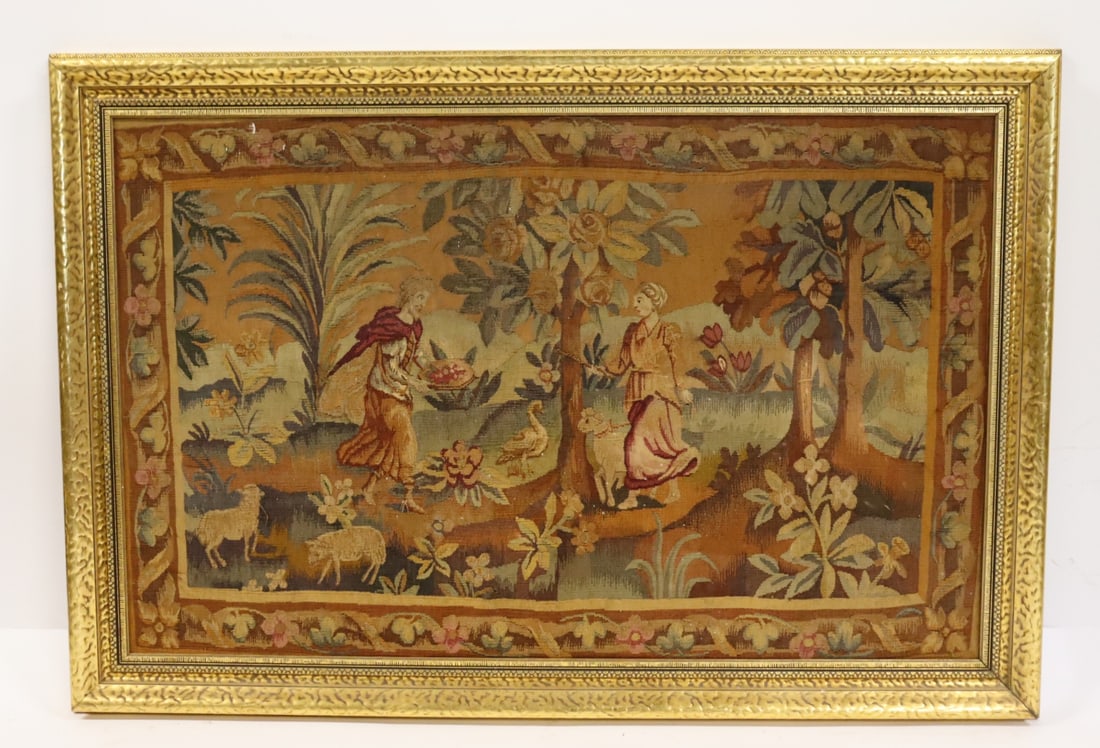 Framed Antique Continental Tapestry. (1 of 5)