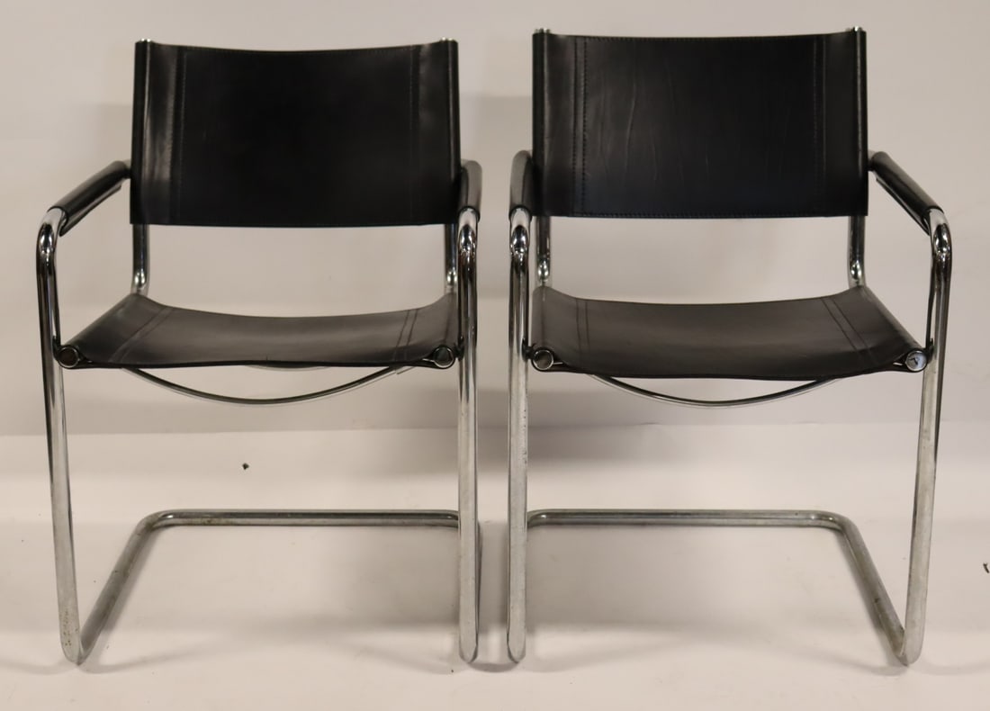 Midcentury Pr Of Stendig Chrome & Leather Chairs. (1 of 5)