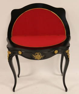 Alexander Roux Ebonised &amp; Bronze Mounted Game: Table. With label on base and circa 1870. From a Long Island, NY estate. - Dimensions: 29" h x 37" w x 20" d.