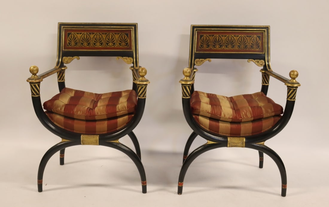A Fine Pair Of Carved, Ebonised, Gilt & Paint (1 of 7)