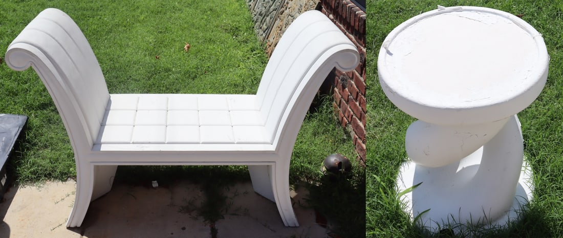 Vintage Cast Stone Bench & Table. (1 of 5)
