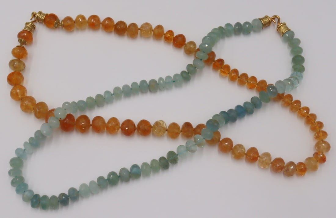 JEWELRY. (2) 18kt Gold and Colored Gem Necklaces. (1 of 10)