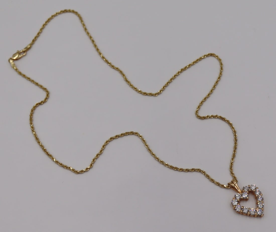 JEWELRY. 14kt Gold and Diamond Heart Pendant. (1 of 10)