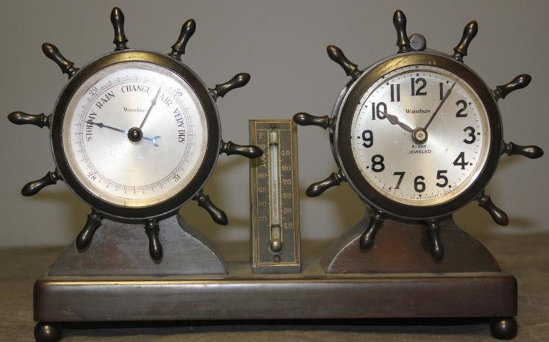 Clocks, Barometer, Microscope Lot. - 3
