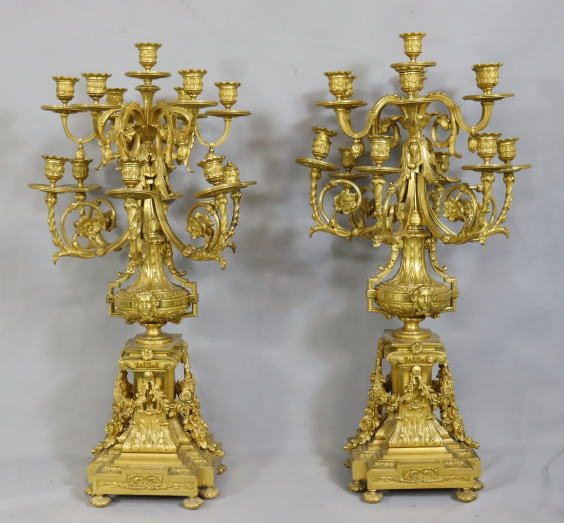 A Large & Impressive Pr Of Gilt Bronze Candelabra. (1 of 19)