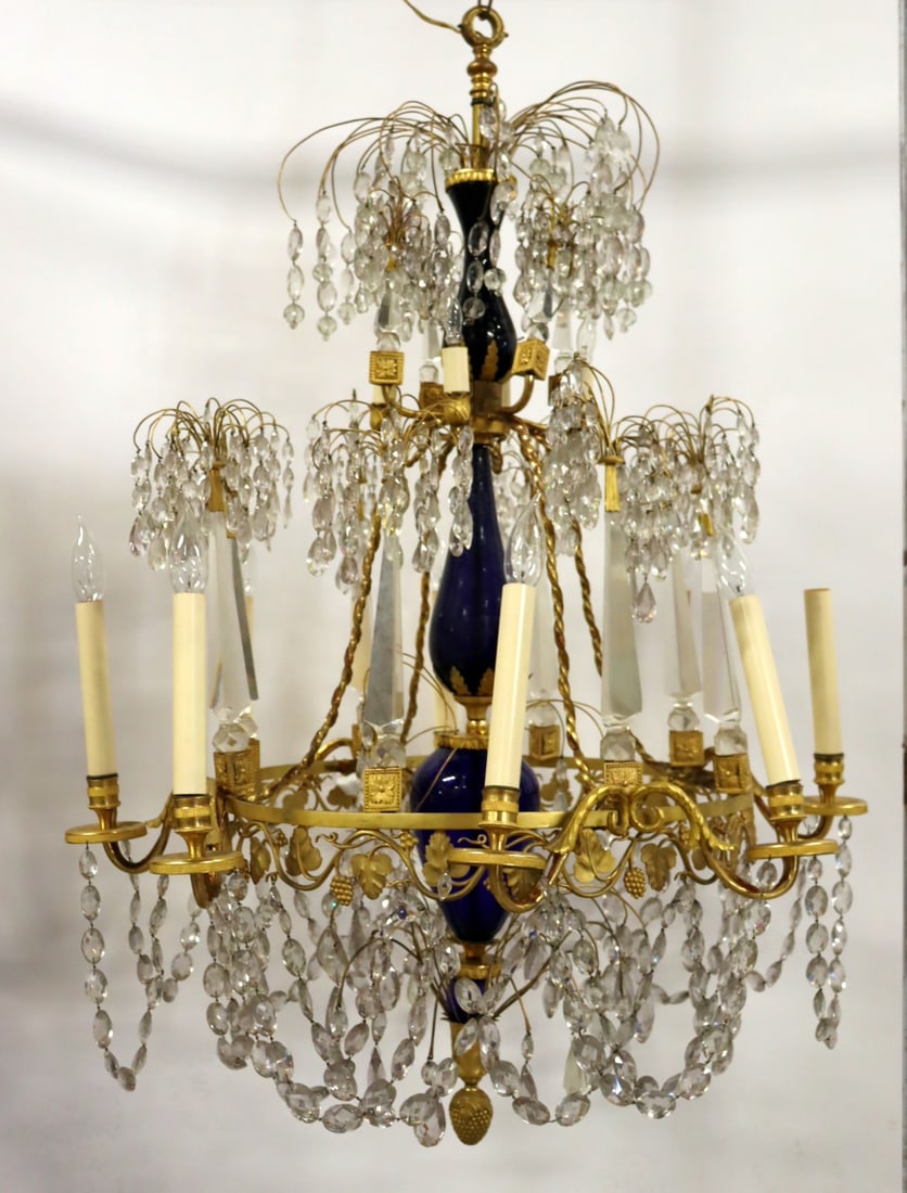 Large & Magnificent, Cobalt, Gilt Bronze & Crystal (1 of 14)