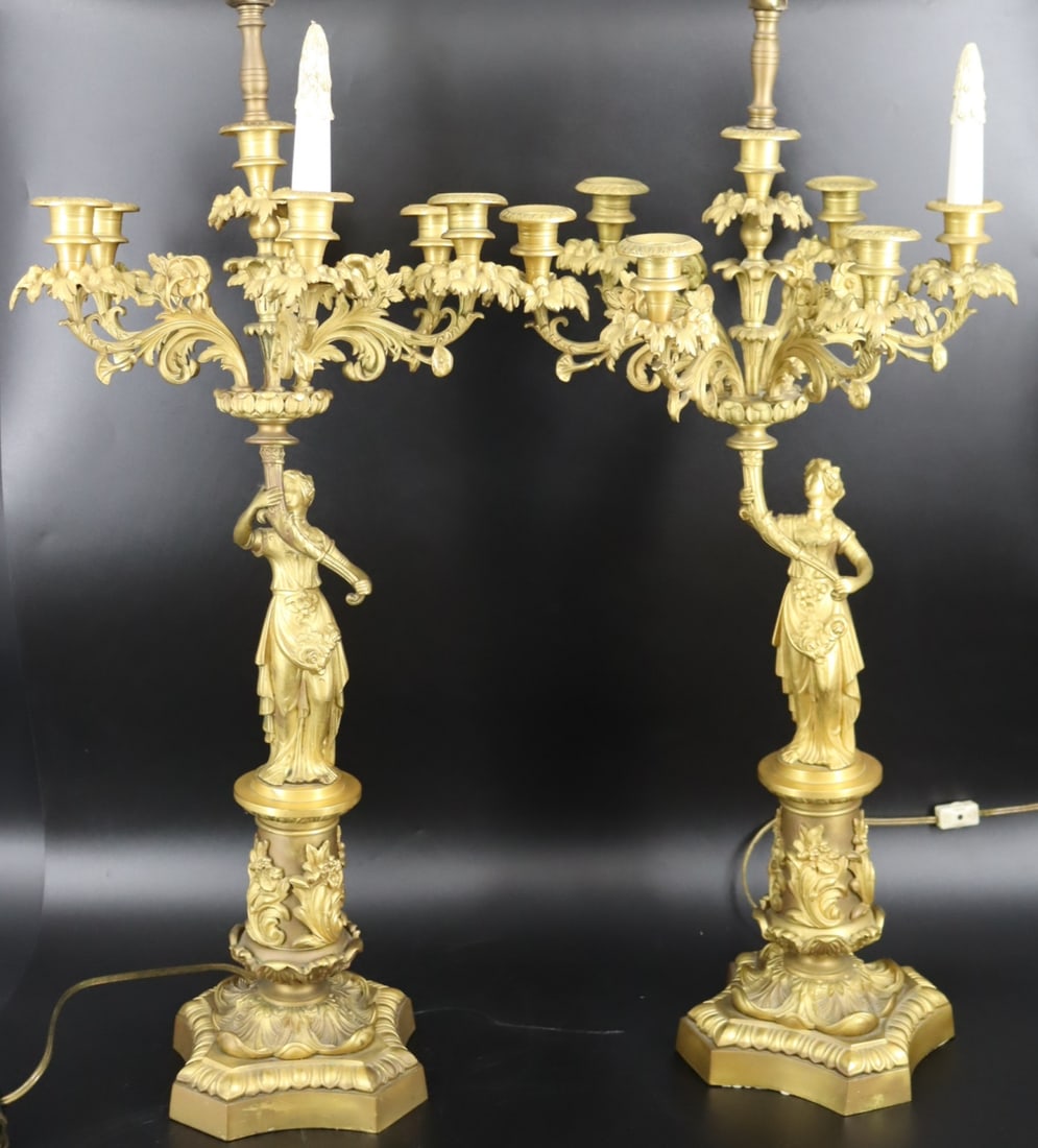 A Fine Pair Of Dore Bronze Figural Candelabra. (1 of 7)