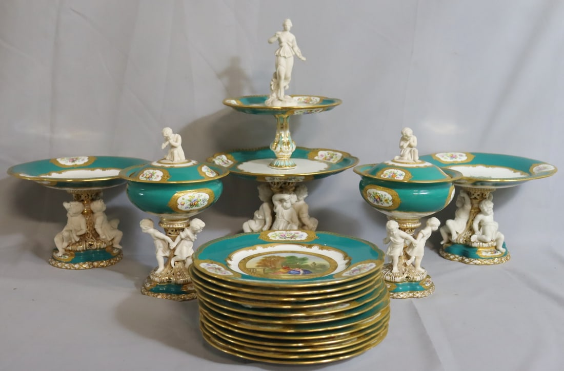 A  British Coalport Porcelain Desert Service (1 of 17)