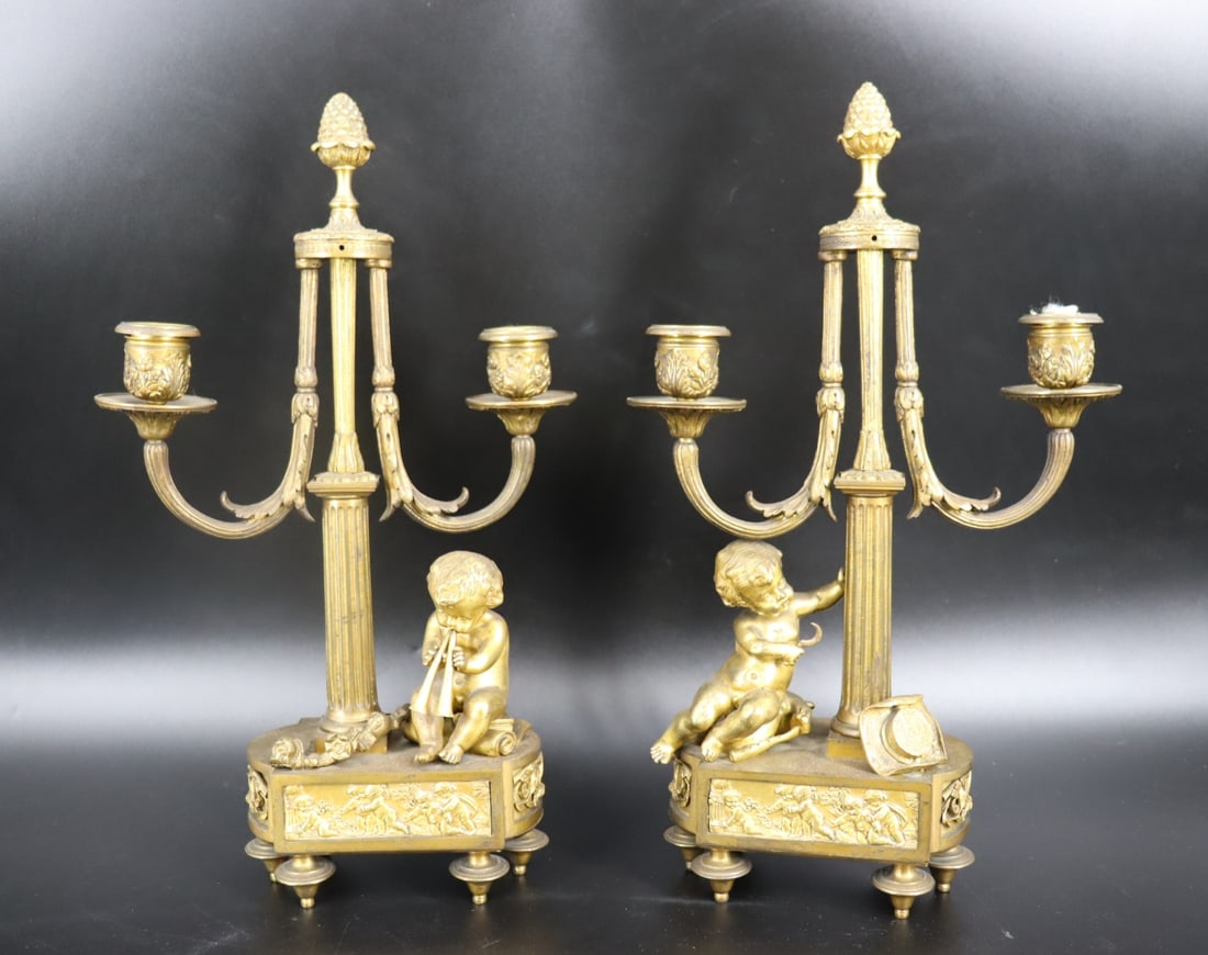 Fine Quality Pair Of Bronze Figural Candelabra. (1 of 8)