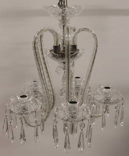 Signed Waterford Cut Glass Chandelier.: From a Franklin Lakes, NJ estate. - Dimensions: 19" h x 18" w.