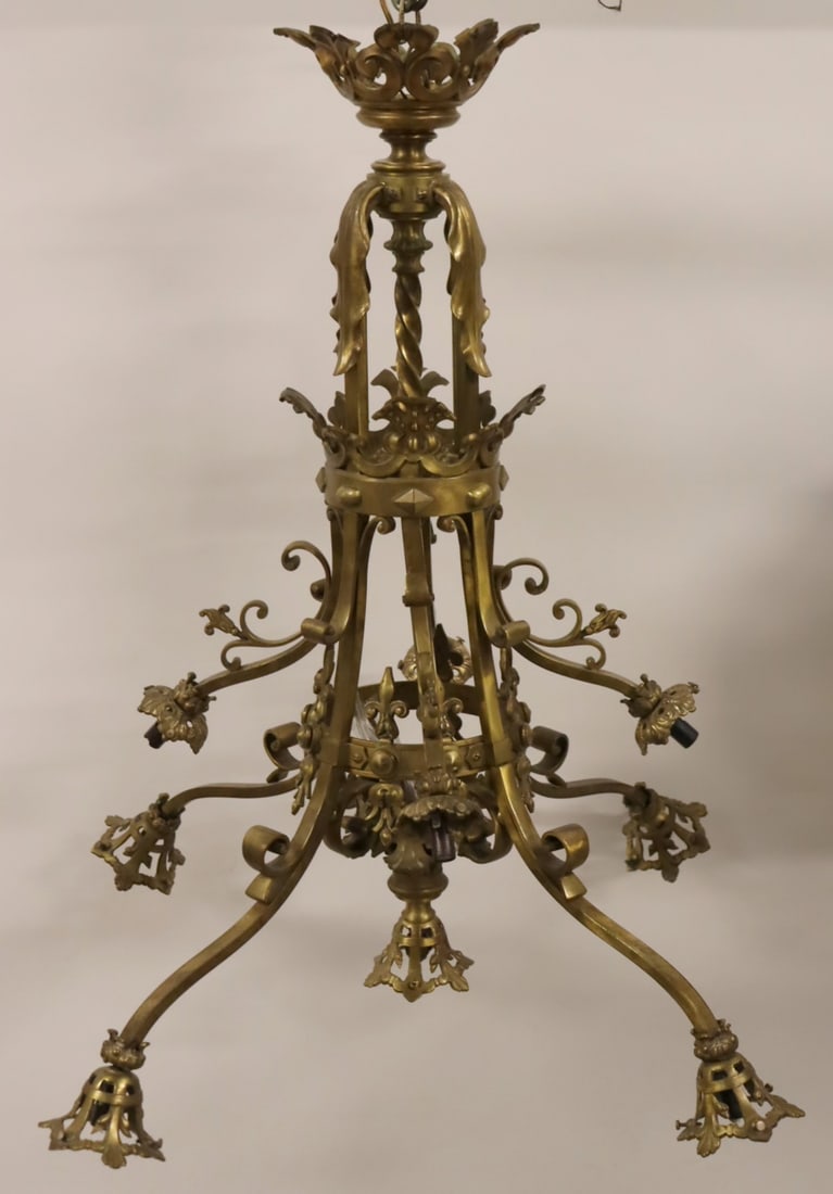 Large Antique Gilt Bronze Chandelier Frame. (1 of 3)