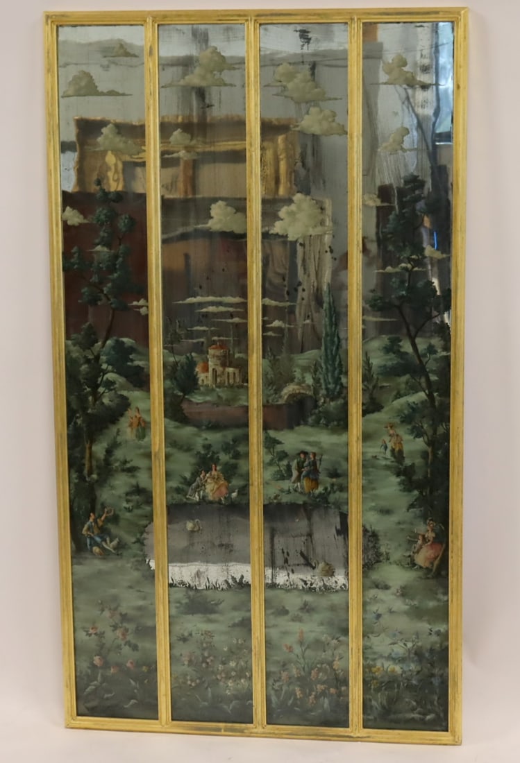 Antique Chinoiserie  Decorated Mirrored Screen. (1 of 7)