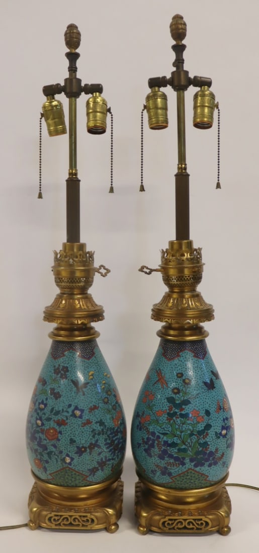 Pair of Bronze Mounted Chinese Cloisonne Vases (1 of 12)