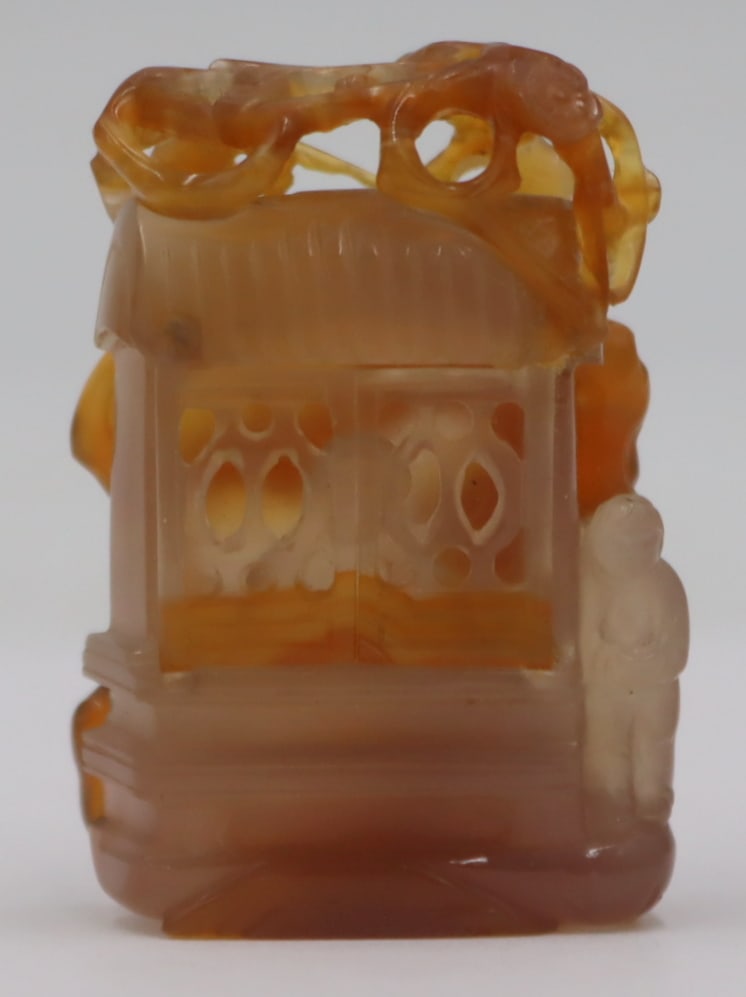 Chinese Highly Carved Agate Pendant of a Temple. (1 of 9)