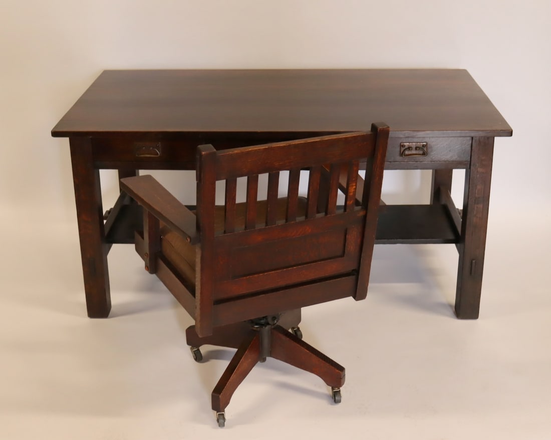 Stickley Oak Arts & Crafts Library Table Together (1 of 11)