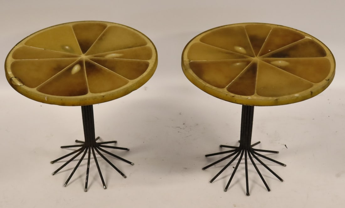 Carl Chaffee, 2 Midcentury Lemon Slice Tables. (1 of 4)