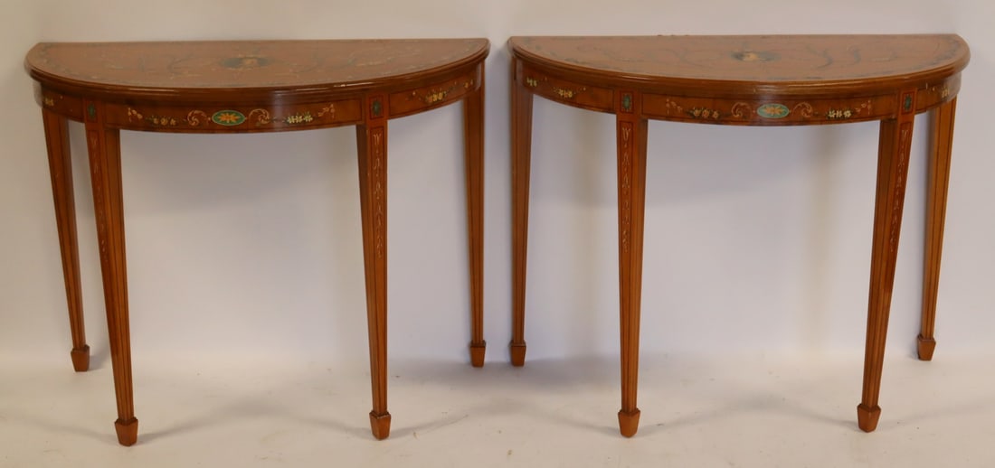 A Pair Of Satinwood & Paint Decorated Adams Style (1 of 8)