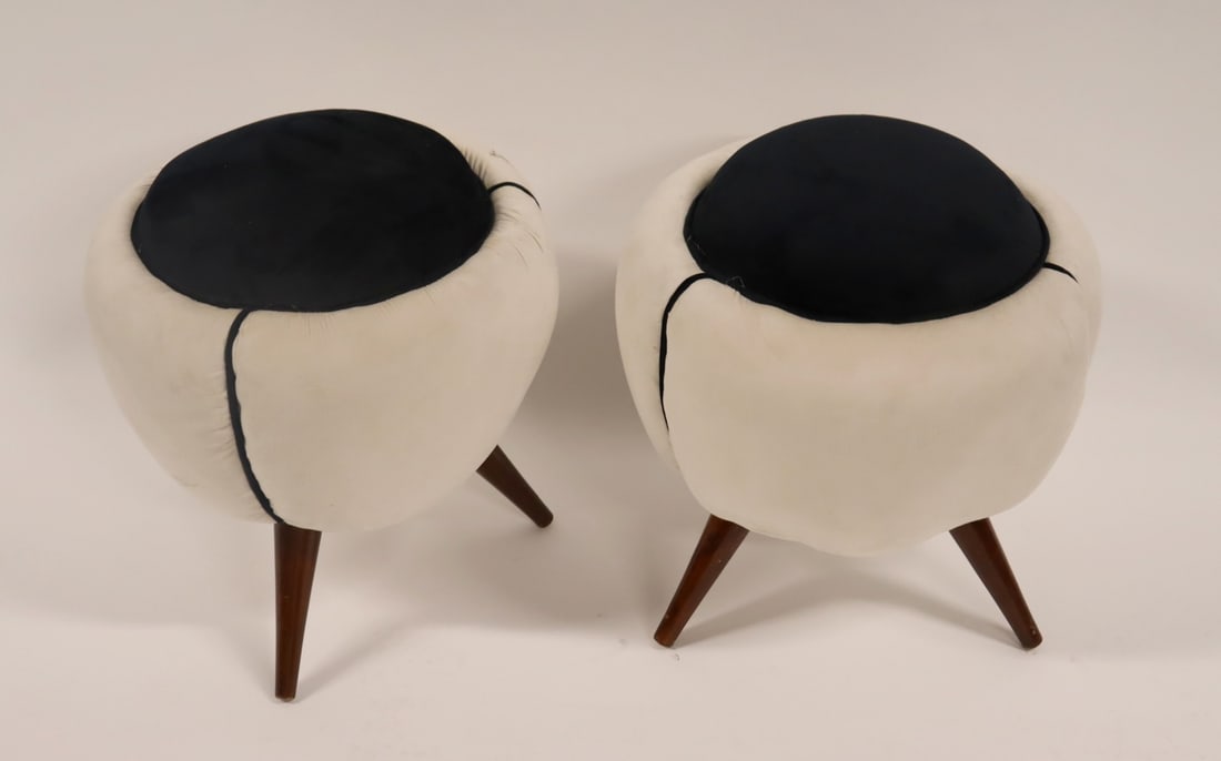 A Pair Of Midcentury Style Upholstered Stools. (1 of 5)