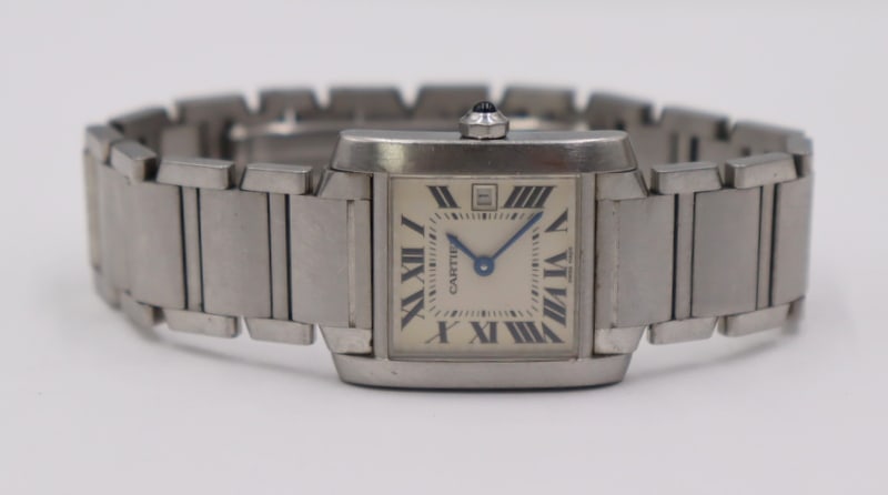 JEWELRY. Cartier Stainless Tank Francaise Date (1 of 11)