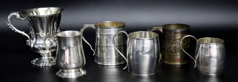 SILVER (6) Assorted English Silver Tankards & Cups (1 of 19)