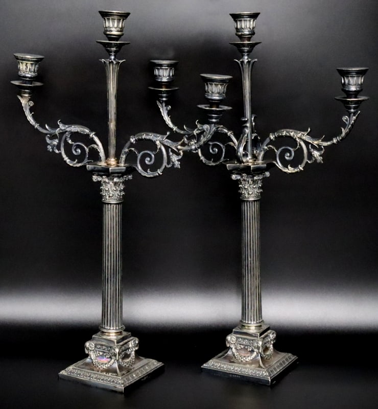 SILVERPLATE. Pr. Elkington Convertible Candelabras (1 of 20)