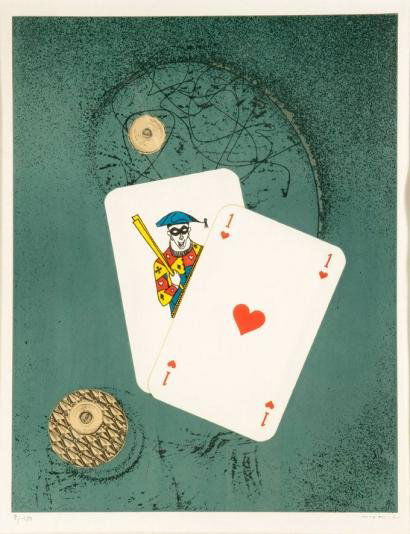 ERNST, Max. Litho "Affiche pour le Surréalisme.": Signed in ink lower right, numbered 133/180 in pencil lower left. On Arches paper - with watermark. Old Christie's label affixed to wire verso. Max Ernst, German-born/French, 1891-1976. From a Scarsda