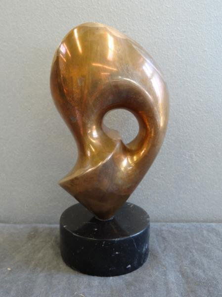 PONCET, Antoine. Abstract Bronze on Marble Base.: Signed along bottom and numbered 1/6 with Fonderia Tesconi Pietrasanta foundry mark. Antoine Poncet, Swiss, 1928. From a Scarsdale, NY collector. Dimensions: 5.25" high (plus base) x 3.25" wide x 2.25