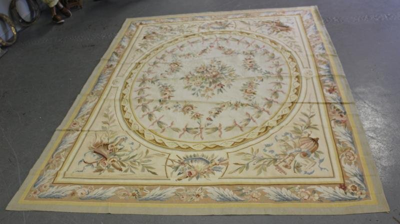 Modern Aubusson Style Needlepoint Carpet.: From a Mahopac, NY estate. Dimensions: 8'10" wide x 11' 9." Condition: Good.