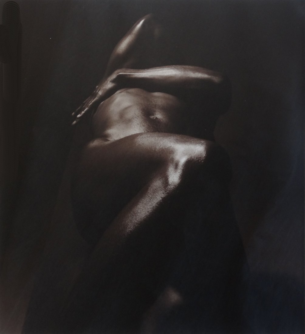 PRINCE, Len. Gelatin Silver Print of a Male Nude.: Hand toned. Bennett Siegal Gallery label verso. Len Prince, American, b. 1953. From an E. 69th St, New York estate. Dimensions: sight - 17.25" high x 14.75" wide.
