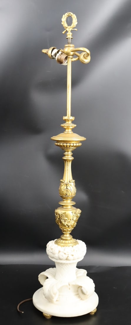 CALDWELL (ATTR) Carved Marble & Bronze Lamp. (1 of 11)
