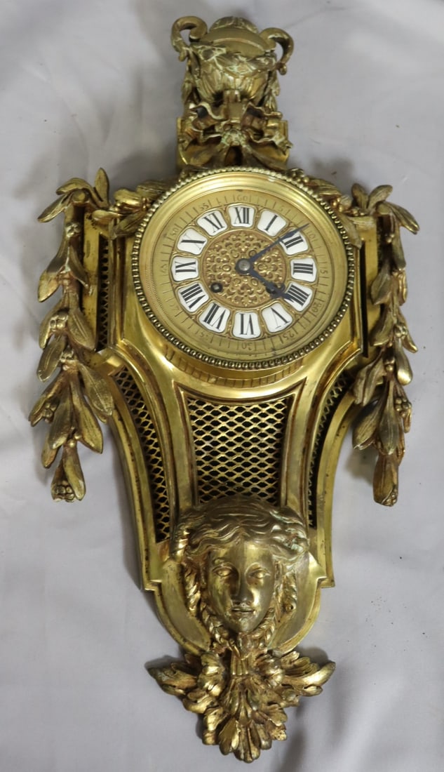 Antique French Gilt Bronze Cartel Clock. (1 of 6)