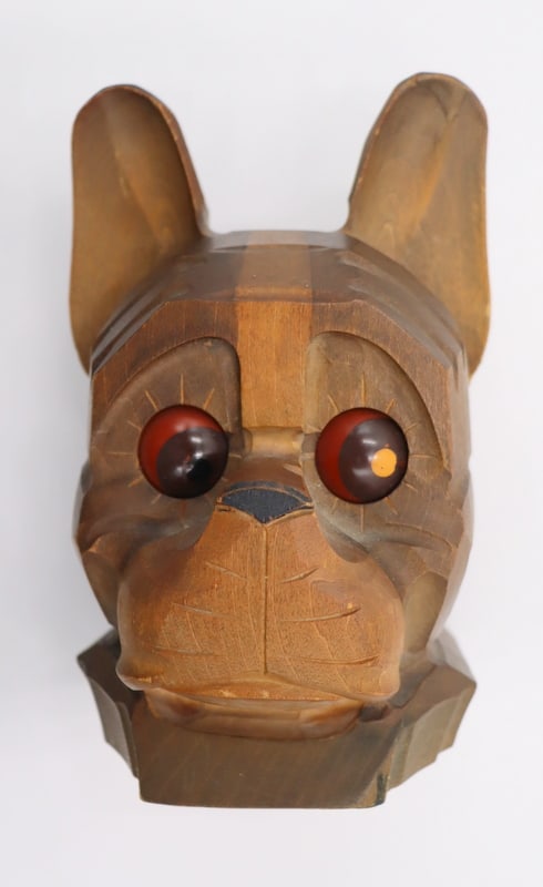German Rotating Eye French Bull Dog Clock. (1 of 7)