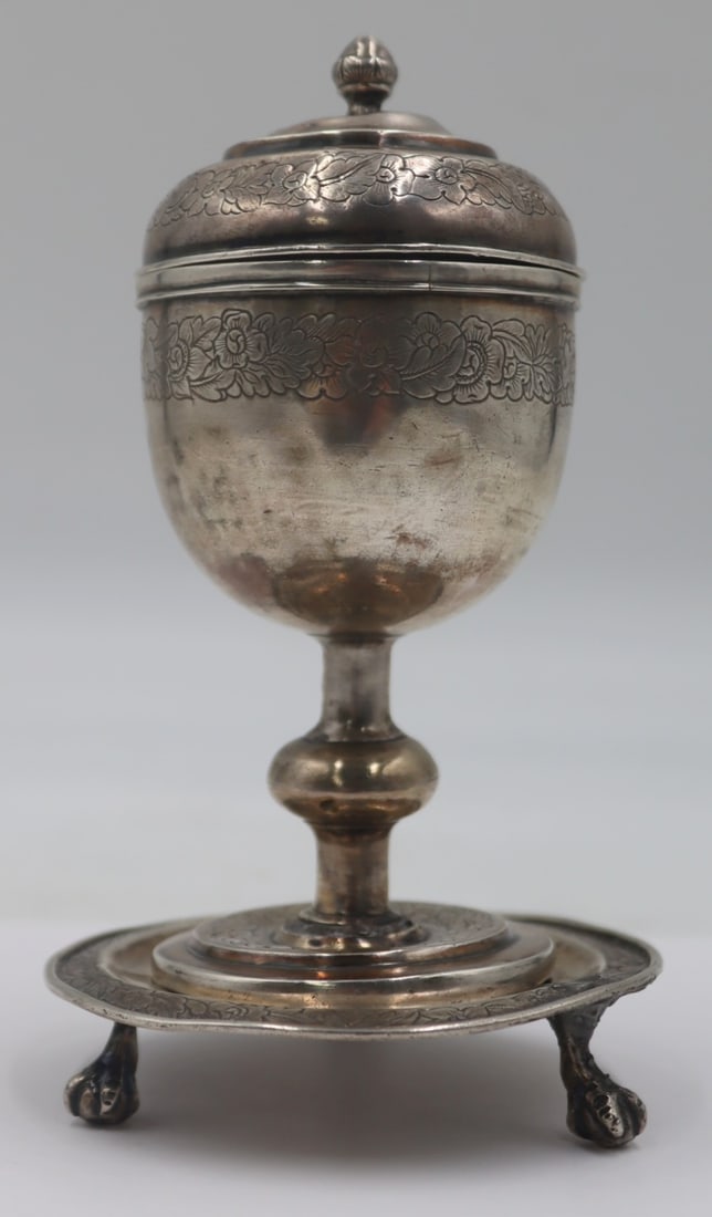 SILVER. Chinese Export Silver Lidded Chalice and (1 of 13)
