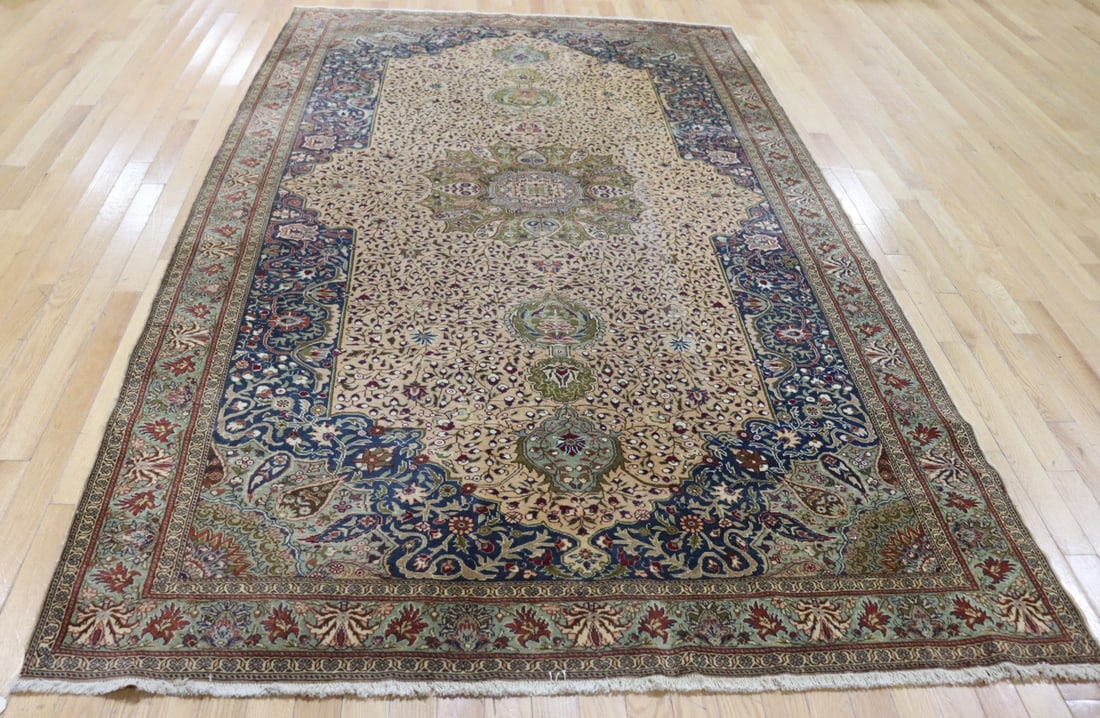 Antique And Finely Hand Knotted Carpet. (1 of 8)