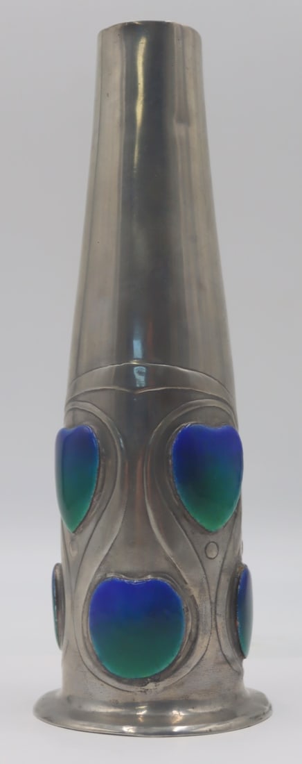 Archibald Knox for Tudric Pewter and Enamel Vase. (1 of 9)