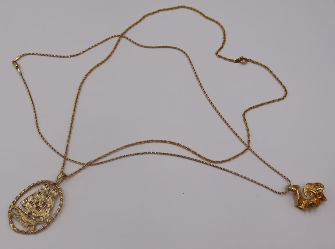 JEWELRY. Large 14kt Gold Ship Pendant. (1 of 8)