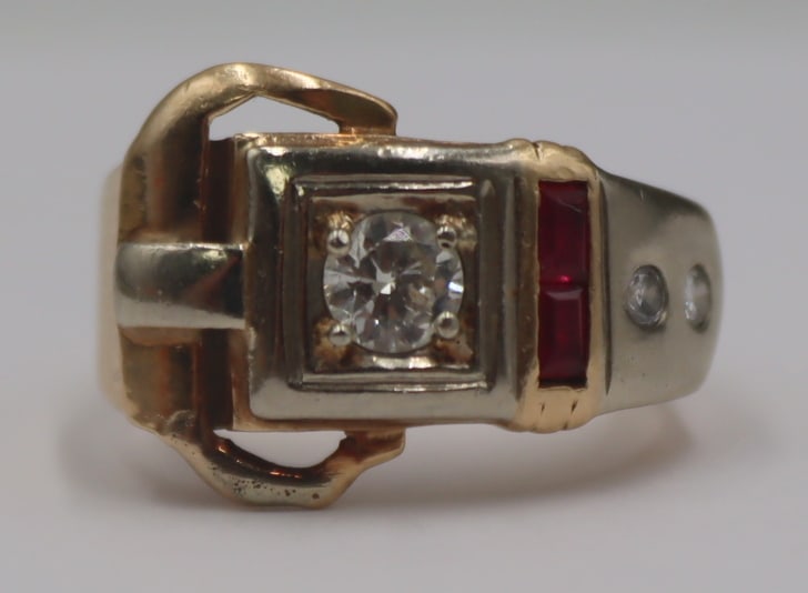 JEWELRY. Retro/Vintage 14kt Gold Buckle Ring. (1 of 7)